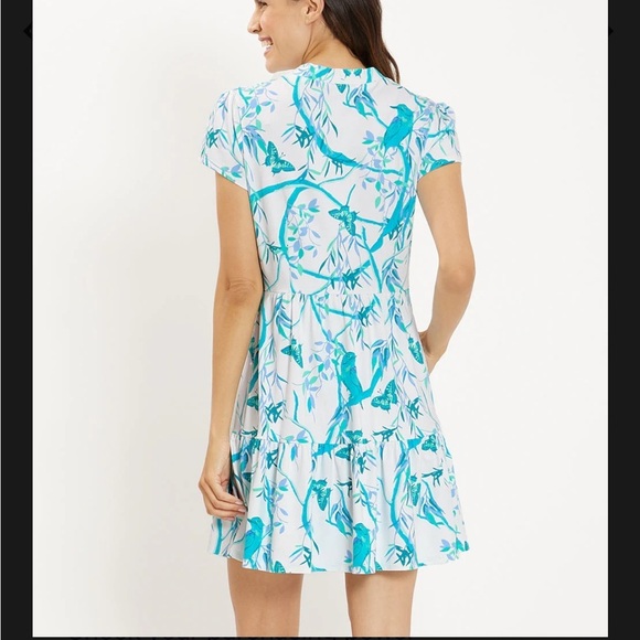 Jude Connally Ginger Dress Womens Sz M Blue White Ruffled Summer Casual Novelty - Picture 10 of 10